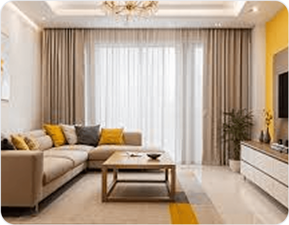 Elegant living room with warm lighting